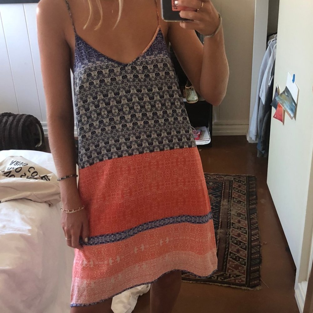 Silk midi dress in a floral boho print